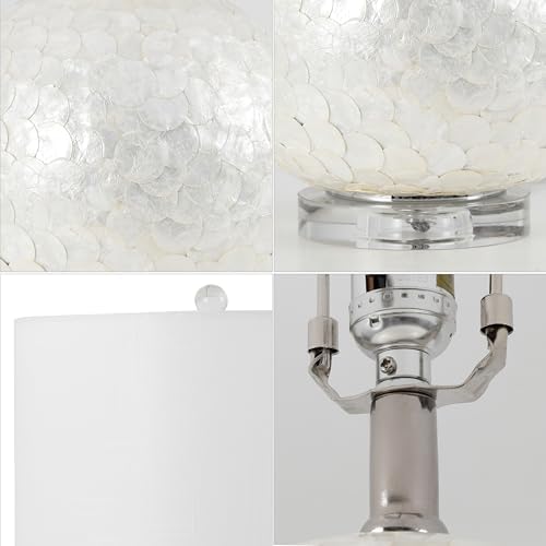 JONATHAN Y Zuri Table Lamp Capiz Seashell Sphere 23.5", Pearl White
