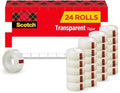 Scotch Transparent Tape Clear | 3/4 in x 1000 in | Photo-Safe | Strong Adhesion | 24 Rolls, Pack of 6