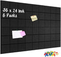 DOLLAR BOSS Felt Cork Board Tiles 6 Pcs 12"x12" Bulletin Board, Black Grid