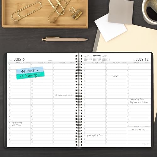 AT-A-GLANCE Planner 2026-2027 Weekly Academic 14-Month July-August, Quarter-Hourly Appointment Book, 8-1/4" x 11", Black (7095705)