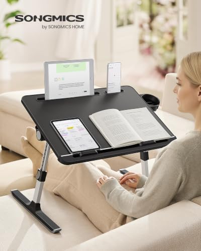 SONGMICS Bed Laptop Desk, Foldable, Adjustable Height, 15.7 x 22 Inches
