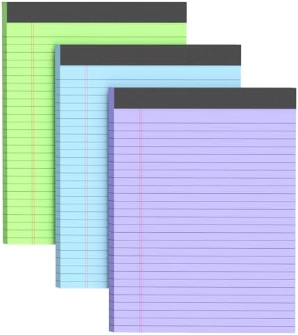 Colored Legal Pads 8.5 x 11, 3 Pack Notepads 8.5 x 11 Wide Ruled Note Pads