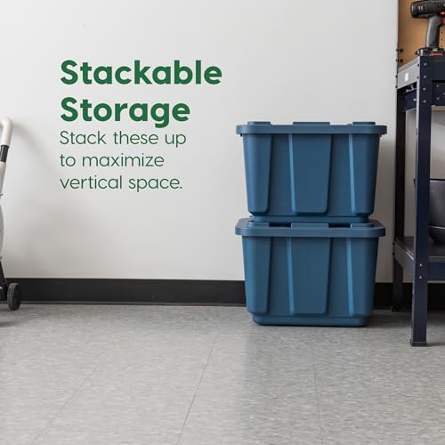 IRIS USA 4-Pack 12 Gal Heavy Duty Storage Tote Bins with Lids, Navy