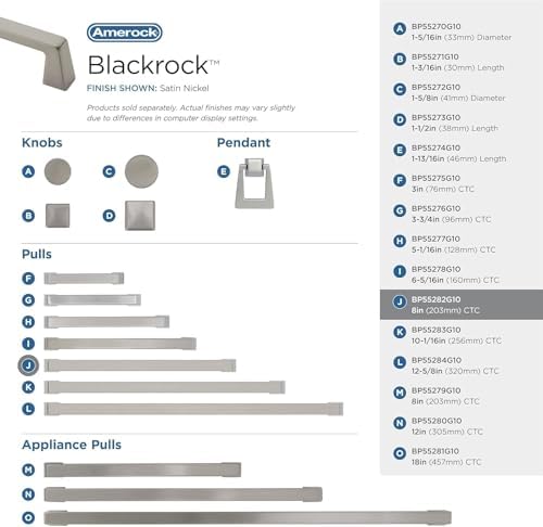 Amerock 8" Blackrock Satin Nickel Drawer Pull