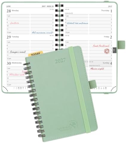 POPRUN 2027 Pocket Planner (Small-4'' x 6.25'') Weekly and Monthly Calendar