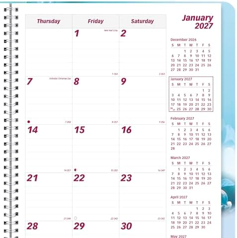Brownline® 2027 Essential Monthly Planner, 14 Months, December 2026 to January 2028, Twin-Wire Binding, 11" x 8.5", Nature - Cherry Blossoms (CB1262G.03)