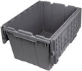 Akro-Mils 39120 Industrial Lidded Plastic Storage Container, Nesting and Stackable Plastic Storage Box with Lid Attached, Organization Tote for Garage and Warehouse, 21.5"x15.25"x12.5", Gray (6-Pack)