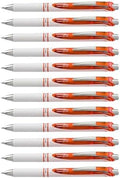 Pentel EnerGel Pearl Retractable Liquid Gel Pen, (0.7mm) Metal Tip, Medium Line, Orange Accent, Orange Ink, 12 pack (BL77PW-F)