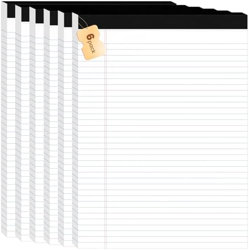 6pcs Legal Pads 8.5 x 11, Perforated White Notepad 8.5x11, 50Sheets/Pad