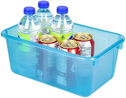 Storex Small Cubby Bins – Plastic Storage Containers for Classroom, 12.2 x 7.8 x 5.1 inches, Candy Teal, 5-Pack (62480A05C)