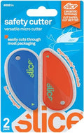 Slice Micro Safety Cutter | Safe Ceramic Box Cutter Lasting 11x Longer than Metal | Keychain Box Opener | Combo Pack | Blue + Orange