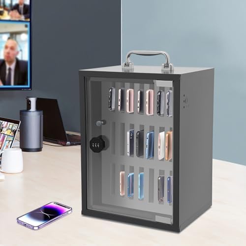 Cell Phone Cabinet,Aluminum Alloy Pocket Chart Cell Phones Storage Cabinet, Cell Phone Locker,Wall-Mounted with a Locked,for Classroom, Office, Gym (24 Slots-121)