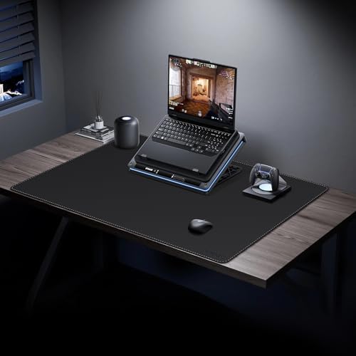 Mydours 36" x 24" XL Large Desk Mat - PU Leather Full Desk Mouse Pad, Black