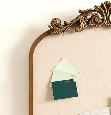 Kate and Laurel Arendahl Arch Pinboard; Gold; 19 x 31; Framed Arched Ornate Vintage Pinboard for Unique Display; Organization; and Decor Options