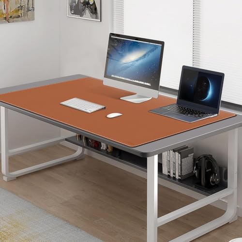 Mydours 55" x 28" XXL Large PU Leather Desk Mat, Gaming Mouse Pad, (Brown)