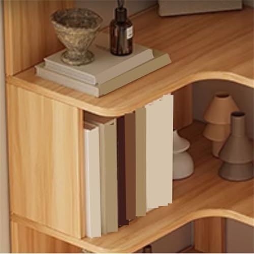 Vertical Lumber Wall Corner with 6 Shelves/5 Shelves & Closed Back Bookshelf Rack Floor Student Corner Cabinet Wall Multi-Layer Storage Cabinet Bookcase Light Walnut 24" L x 35" W x 75" H