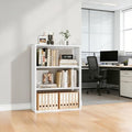 3-Tier Metal Bookshelf, Open Shelf Storage, Includes 4 Corner Bumpers, Space-Saving Vertical Storage for Living Room, Home Office, 35.43" Hx27.56 Wx11.81 D, White