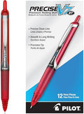 PILOT Precise V7 RT Liquid Ink Rollerball Pens, Red Ink Pens, 12-Pack