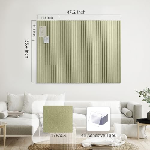 48" x 36" Large Felt Bulletin Board 1/2" Thick, Sage Green