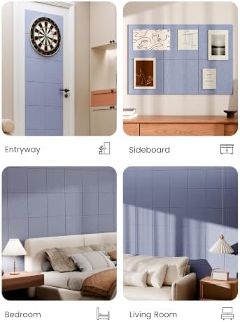 Bumusty 36"x 24" Large Felt Bulletin Board Tiles, Soft Periwinkle