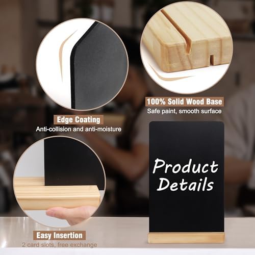 SELEAD Small Chalkboard Words Sign with Wooden Stand - 2 Pack 8x12 Inch