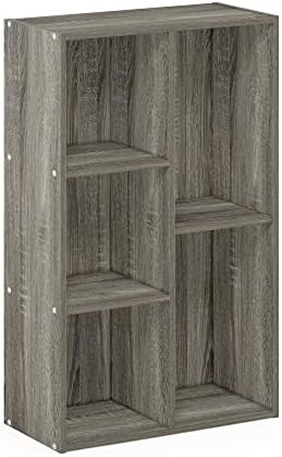 Furinno Luder 5-Cube No Tool Assembly Open Shelf, French Oak