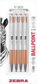Zebra Pen F-301 Signature Series Ballpoint Pen, Black, 0.7mm, 4-Pk (27294)