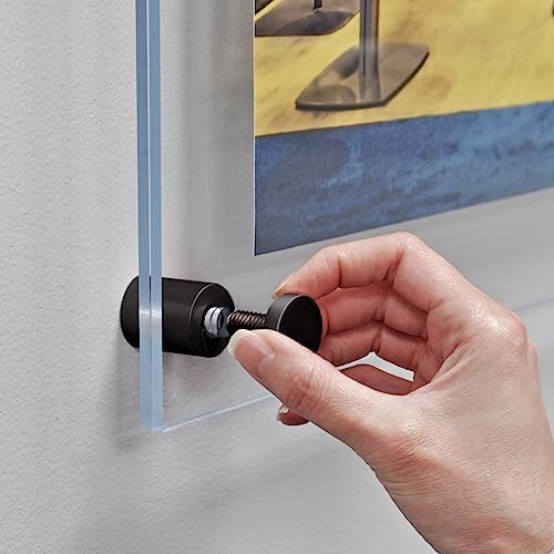 Azar Displays 105508-BLK Acrylic Floating Double Panel Wall Frame,11" x 17" Graphic Size, Overall Frame Size: 15" x 21", Black