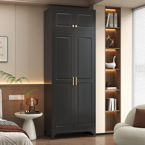 Polup 15" High Black Metal Wall Cabinet, Overhead Closet Storage Unit