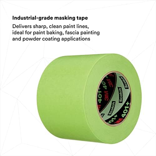 3M High Performance Green Masking Tape 401+, 72 mm x 55 m, 6.4 mil, 8/Case