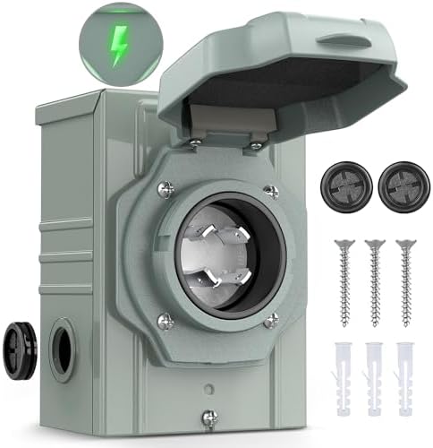 Nilight 30AMP Generator Power Inlet Box Pre-drilled ETL Listed NEMA L14-30P