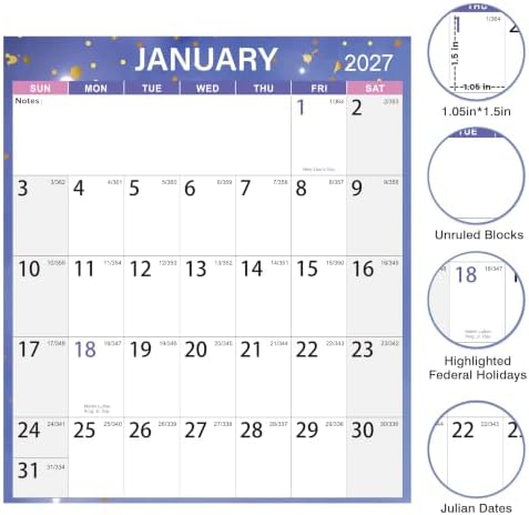 2027 Large Dry Erase Calendar - 48" x 32", 2027 Dry Erase Calendar for Wall