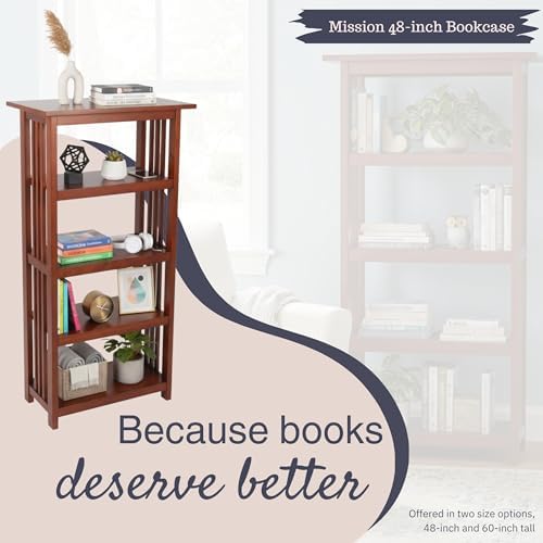 Alaterre Mission Bookcase with Adjustable Shelf, Cherry, 24”W x 48”H