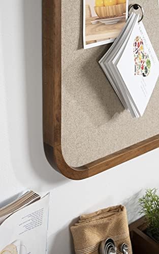 Kate and Laurel Hutton Transitional Pinboard, 20 x 30, Rustic Brown, Radius Rectangle Wall Organizer with Fabric Pinning Surface
