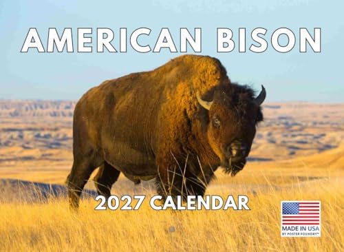 American Bison Calendar 2027 Wall 12 Month Gifts For Buffalo Lovers Women Men Monthly