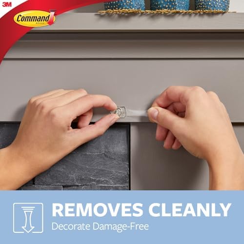 Command Decorating Clips,40 Clips and 48 Strips,Damage-Free Hanging Light-Clips with Adhesive Strips,No Tools Small Wall Clip for Hanging Lights and Cables,(Pack of 12)