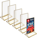 Azar Displays 152792-GLD-10PK Gold Trim Double-Sided Clear Acrylic Frames – Elegant Display Frames for Weddings, Events, and Photos | Premium 4X6 Tabletop Sign Holders (10-Pack)