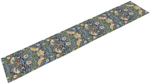 William Morris Floral Table Runner,Flowers Botanical Printed Table Runner for Home Kitchen Dining Table Decoration,13x108 Inch Strawberry Thief