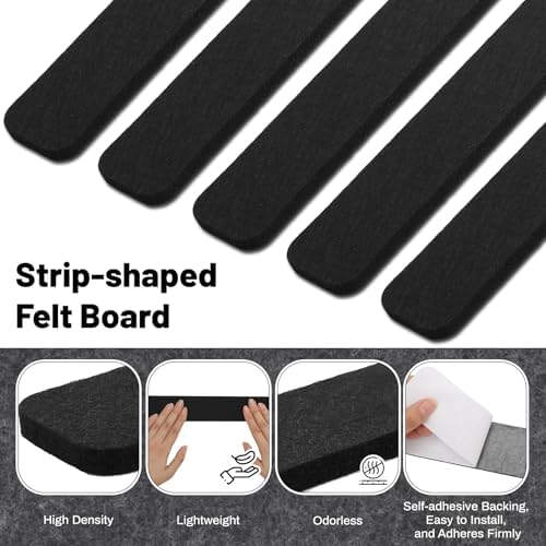 5 Pack Felt Bulletin Board Strips, 13x2 Inch Pin Board, Cork Boards