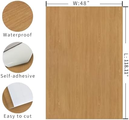 48"x118" Extra Wide Light Yellow Brown Walnut Wood Grain Contact Paper