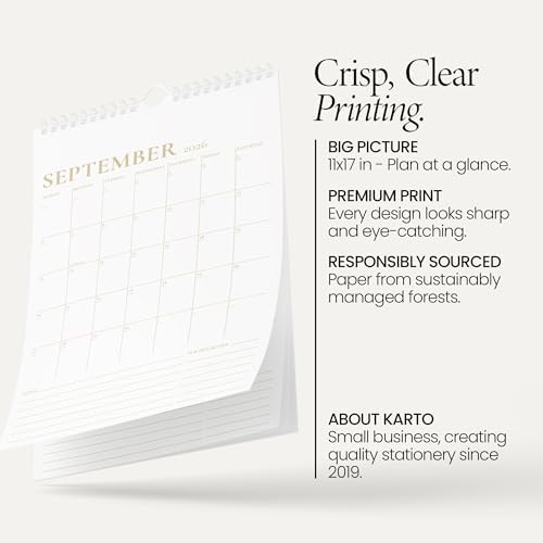 Karto Wall Calendar 2026-2027 11x17 in - Golden