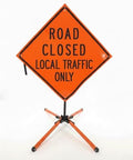 Traffic Roll-Up Sign Kit with Stand – Collapsible Safety Sign & Heavy-Duty Portable Stand, High Visibility, Easy Setup (Road Closed Local Traffic Only, Non-reflective)