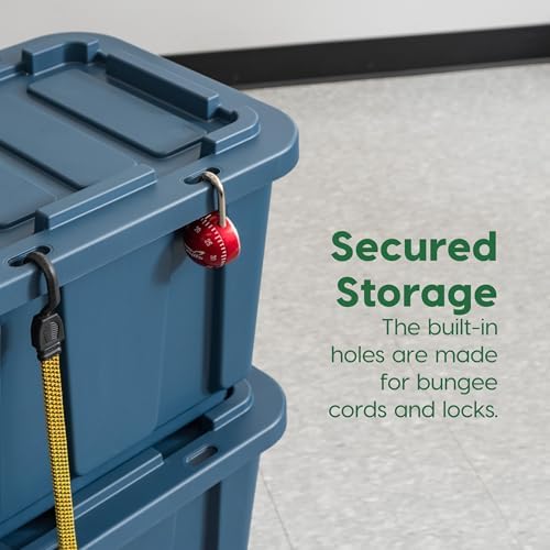 IRIS USA 4-Pack 12 Gal Heavy Duty Storage Tote Bins with Lids, Navy