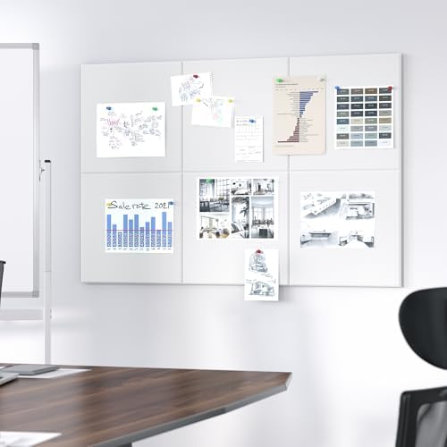 Neatsure Large Cork Board for Wall, 36" x 24" White Bulletin Board with Pushpins, 6 Panels Felt Tiles Tack Push Pin Board for Office