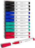 U Brands Dry Erase Markers with Eraser, Whiteboard Markers, Low Odor, Set of 12 (Assorted, Medium Point)