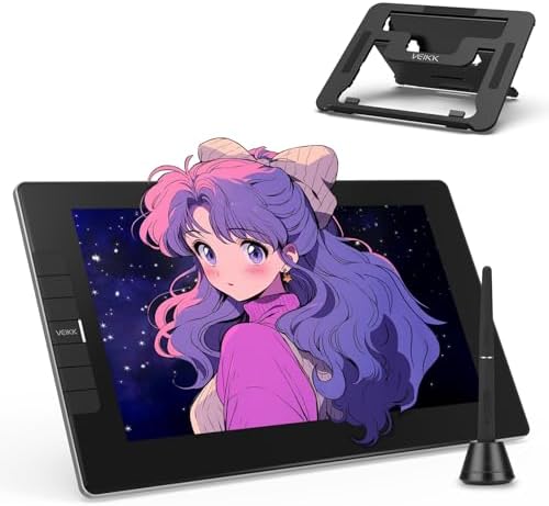 VEIKK VK1200 V3 Drawing Tablet with Screen, 11.6 Inch Full-Laminated Graphics Monitor, Upgraded to 16384 Levels Pressure Sensitivity, Tilt Function, with Stand, 2 Pens & Glove
