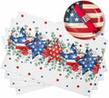 4th of July Placemats Set of 6, Patriotic Memorial Day Heat Resistant Washable Dining Table Mats Holiday Farmhouse Decor for Kitchen&Table Linens Outdoor Indoor,American Stars Summer Poppy Eucalyptus