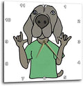 3dRose Wall Clock Silent - 10 inch - Funny Cute Weimaraner Dog Signing I Love You Sign Language Cartoon - Animals