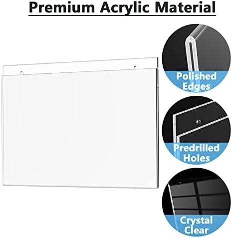 MaxGear Acrylic Wall Mount Sign Holder, 11 x 17 Landscape, 6 Pack