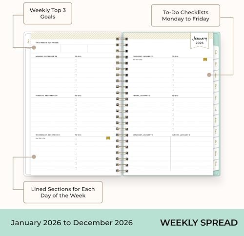 Blue Sky 2026 Weekly & Monthly Planner Calendar, 5"x8", Secret Garden Mint